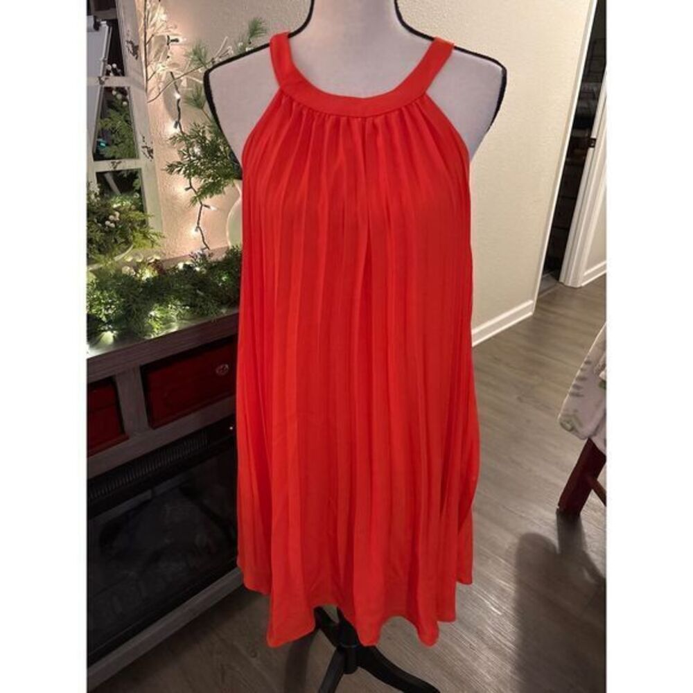 Elegantorange Pleated Halter Neck Summer Dress‎ Cocktail Party Evening Wear